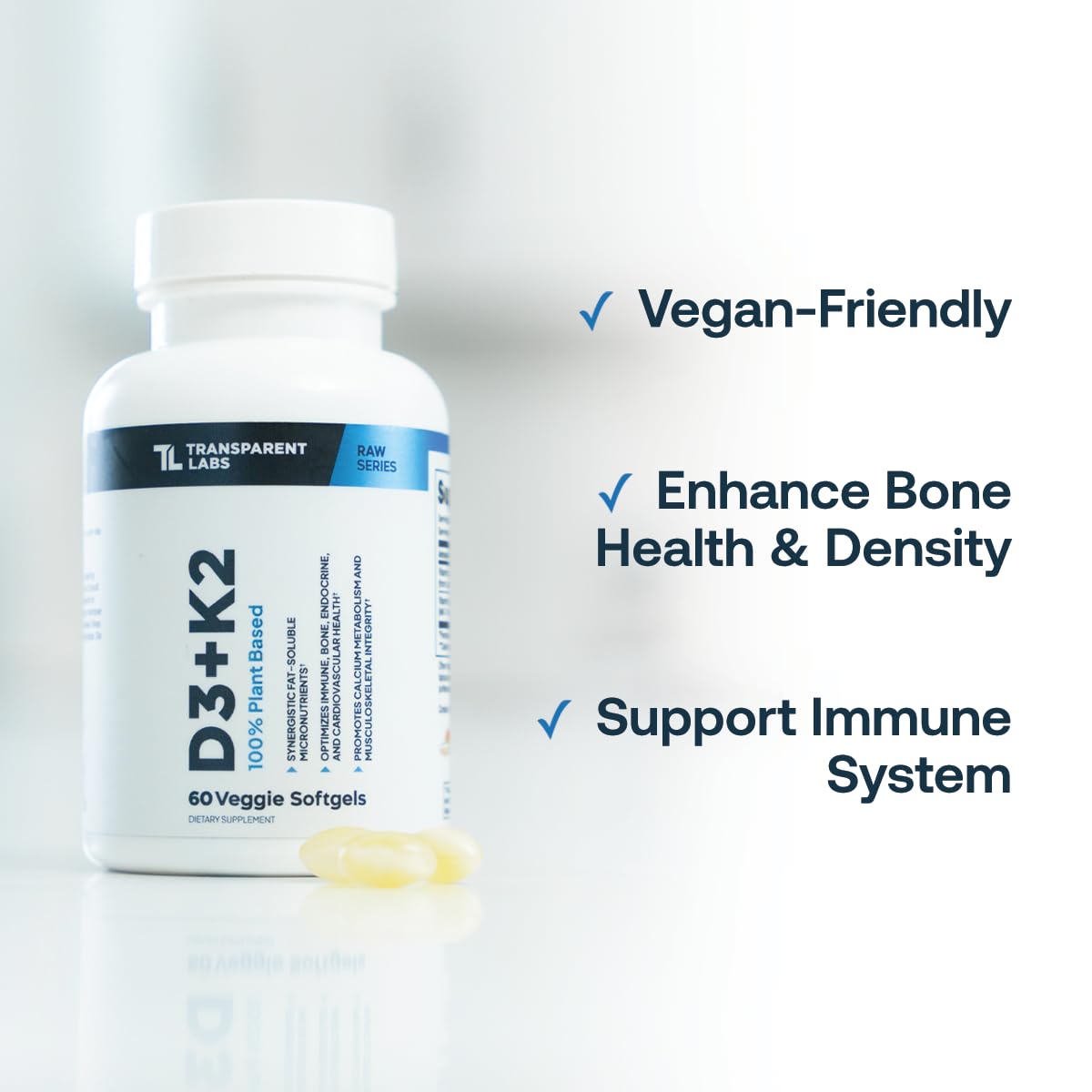 Transparent Labs Vitamin D3 K2 Supplement | Immune & Bone

