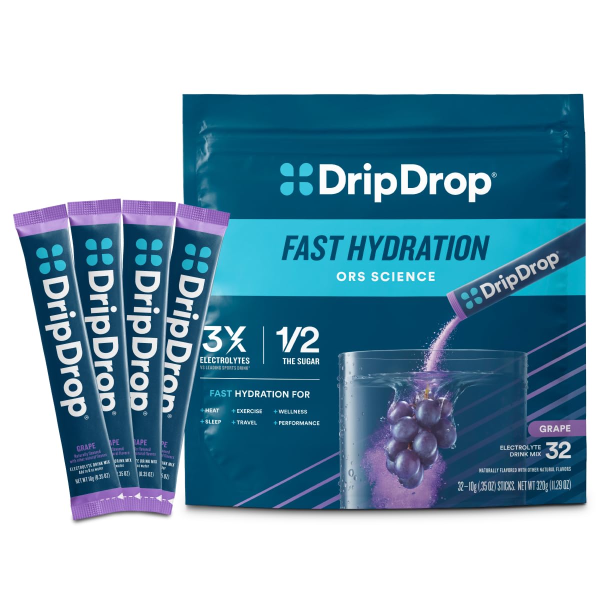 DripDrop Hydration Electrolyte Drink Mix, Non-GMO