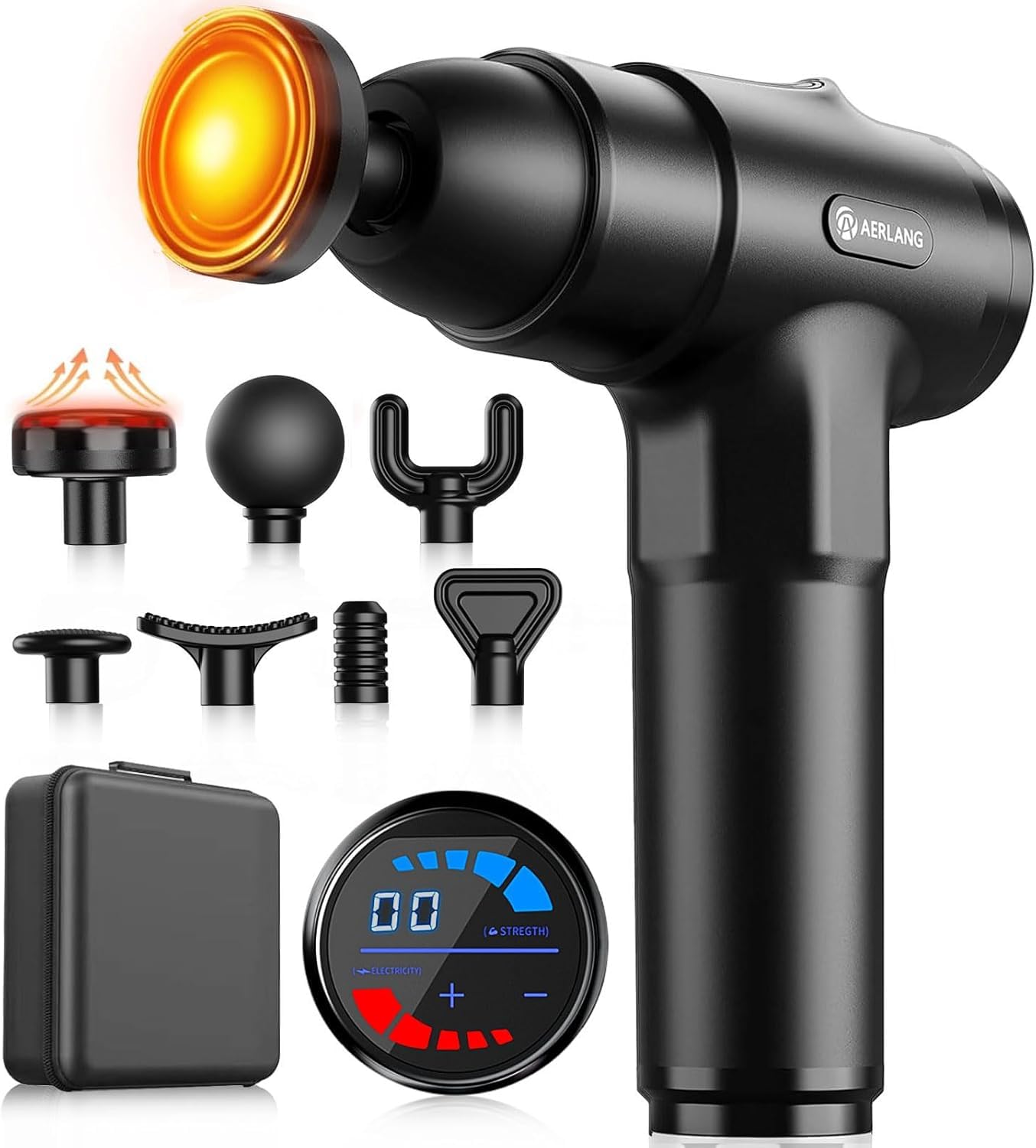 AERLANG Massage Gun with Heated Head, Deep Tissue Percussion Back & Neck Massager
