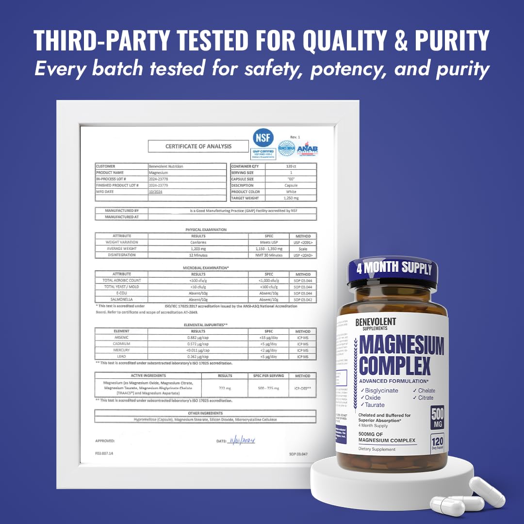 Magnesium Complex Supplement Benevolent Sleep and Muscle

