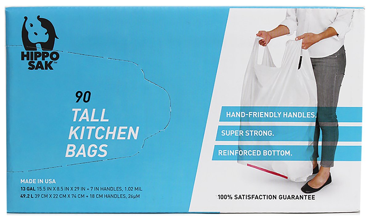Hippo Sak 13 Gallon Tall Kitchen Trash Bags - Handles

