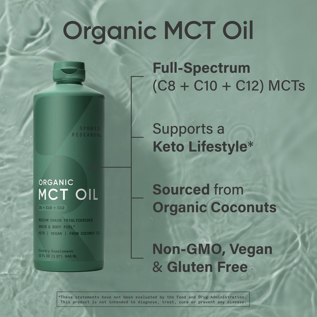 Sports Research Organic MCT Oil - Flavorless from Coconut

