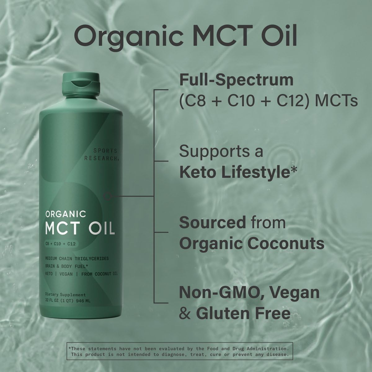Sports Research Organic MCT Oil - Flavorless from Coconut

