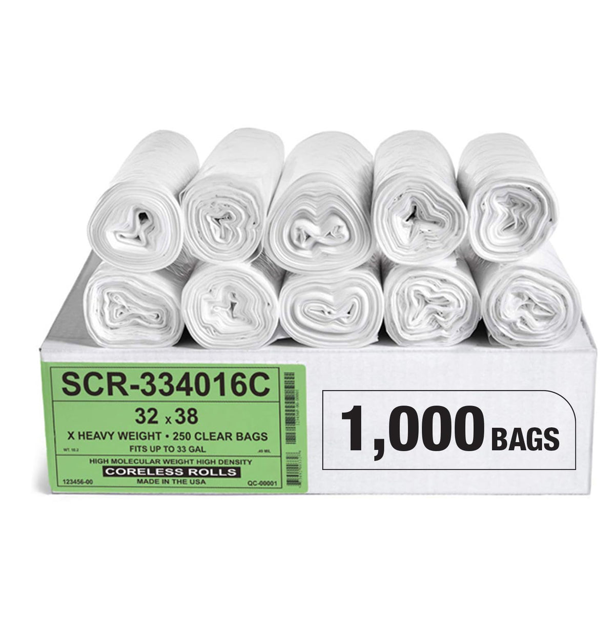 Aluf Plastics High-Density Trash Bags, Coreless Roll
