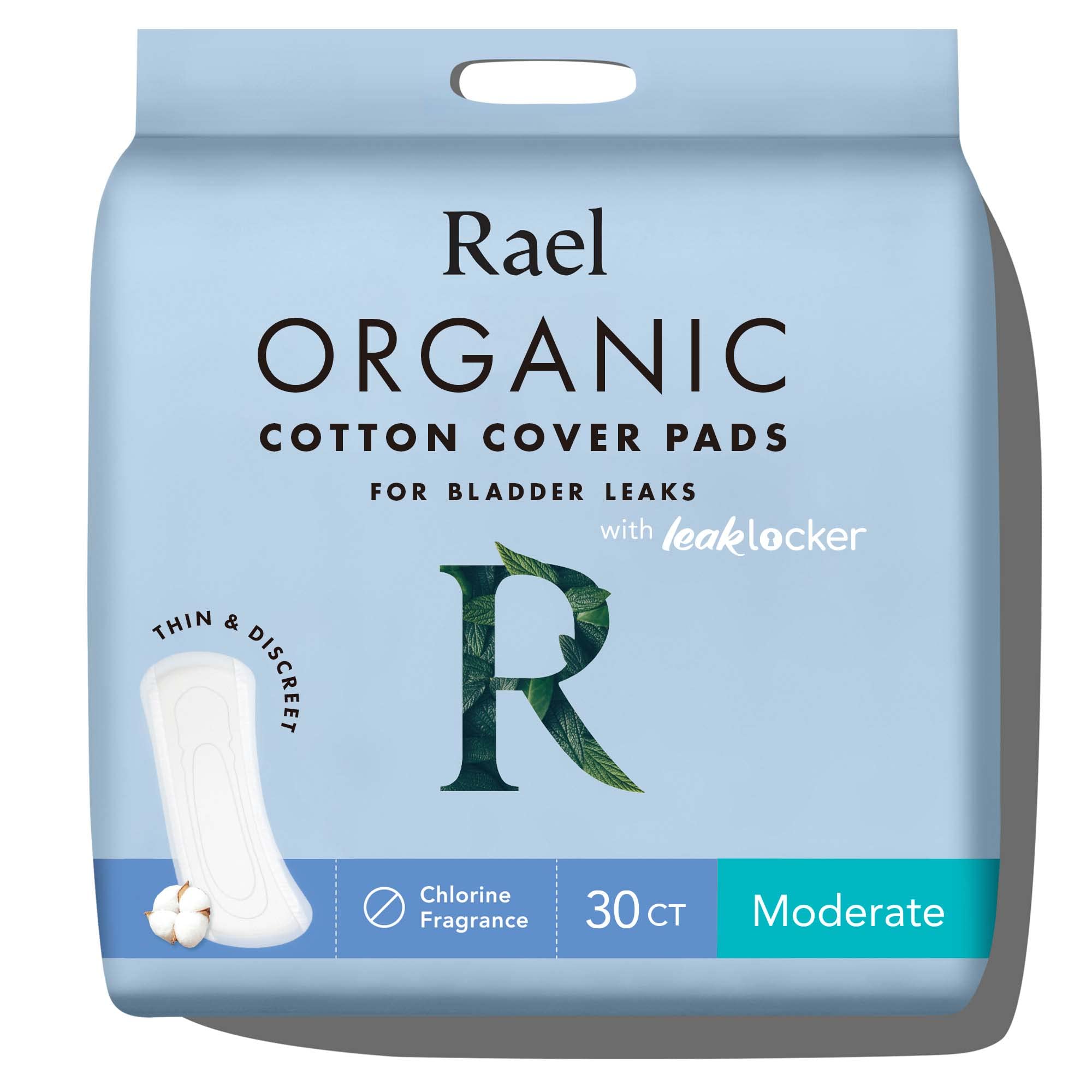 Rael Incontinence Pads for Women - Organic Cotton Cover, 4-Layer Core, Heavy Absorbency