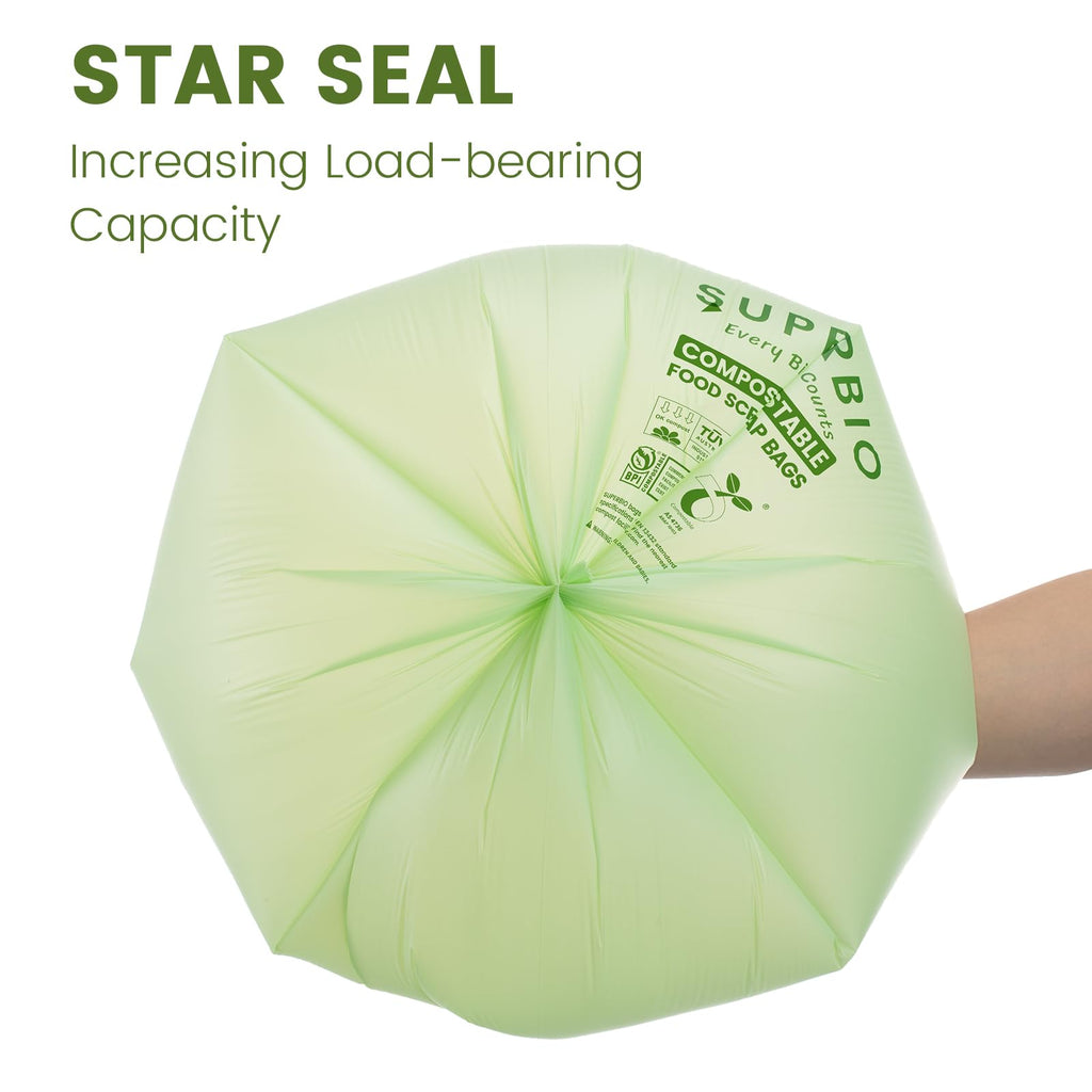 SUPERBIO Compostable Kitchen Waste Bags with Handles

