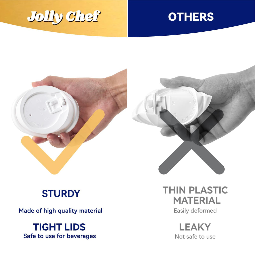 JOLLY CHEF Disposable Coffee Cups with Lids, Sleeves & Stirrers

