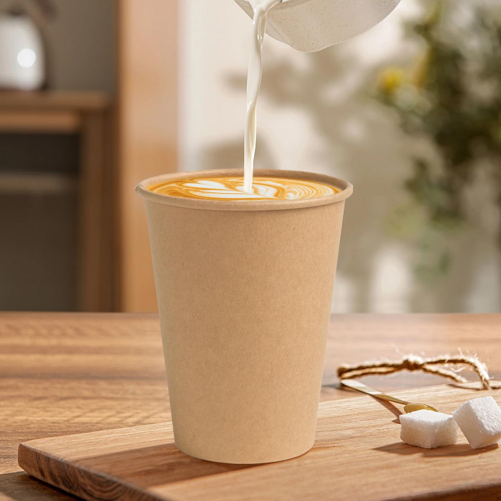 BYSNOW Disposable Kraft Paper Cups for Hot or Cold Beverages

