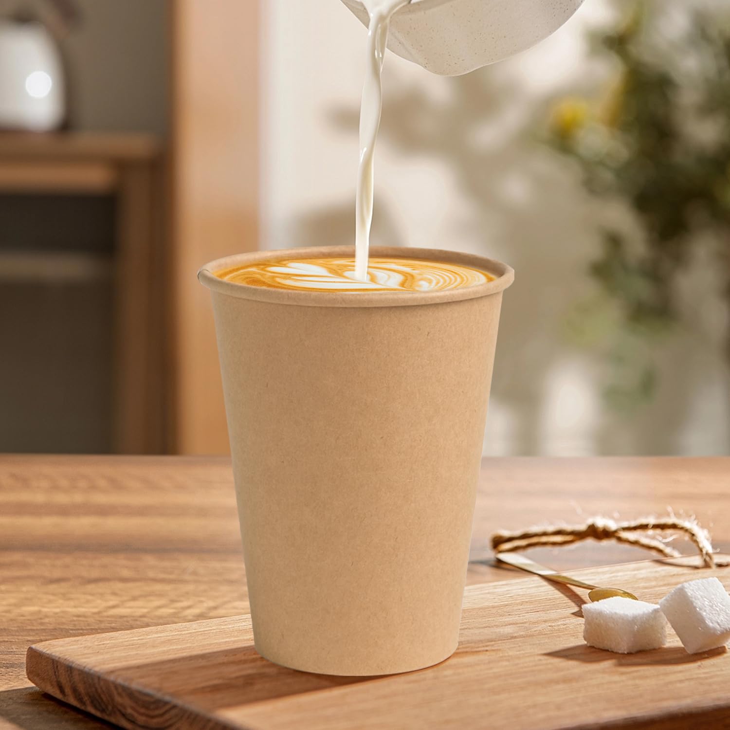 BYSNOW Disposable Kraft Paper Cups for Hot or Cold Beverages

