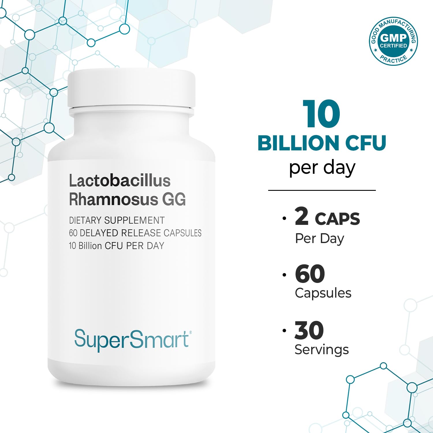 Supersmart Lactobacillus Rhamnosus GG Probiotic with Inulin

