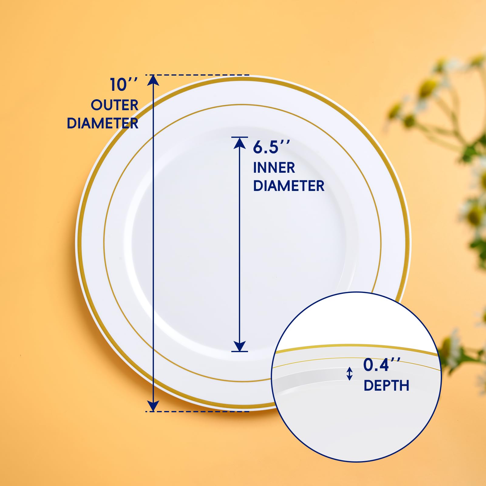 JOLLY CHEF Disposable Plastic Plates – 10 Inch

