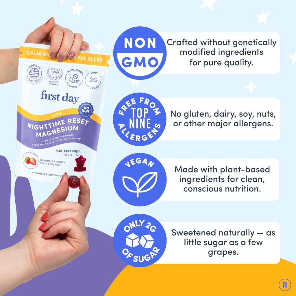First Day Kids Magnesium Gummies | Bedtime Calm No Melatonin

