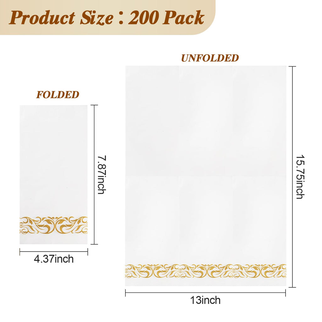BESTVIP Disposable 3-Ply Napkins with Decorative Border

