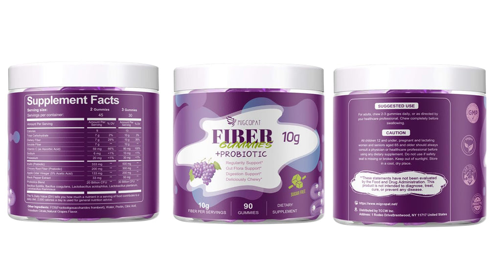 Migcopat Fiber Gummies for Adults with Probiotics & ACV

