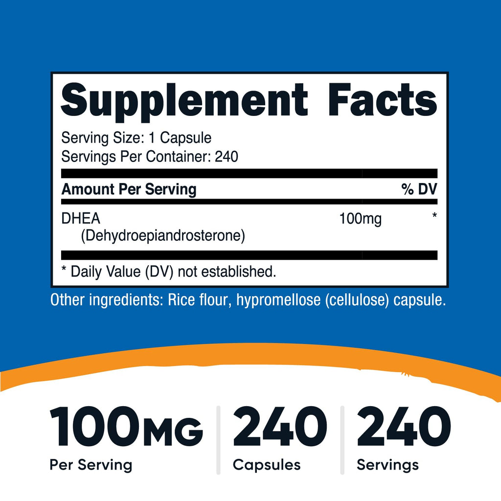 Nutricost DHEA 100mg Supplement - Gluten Free

