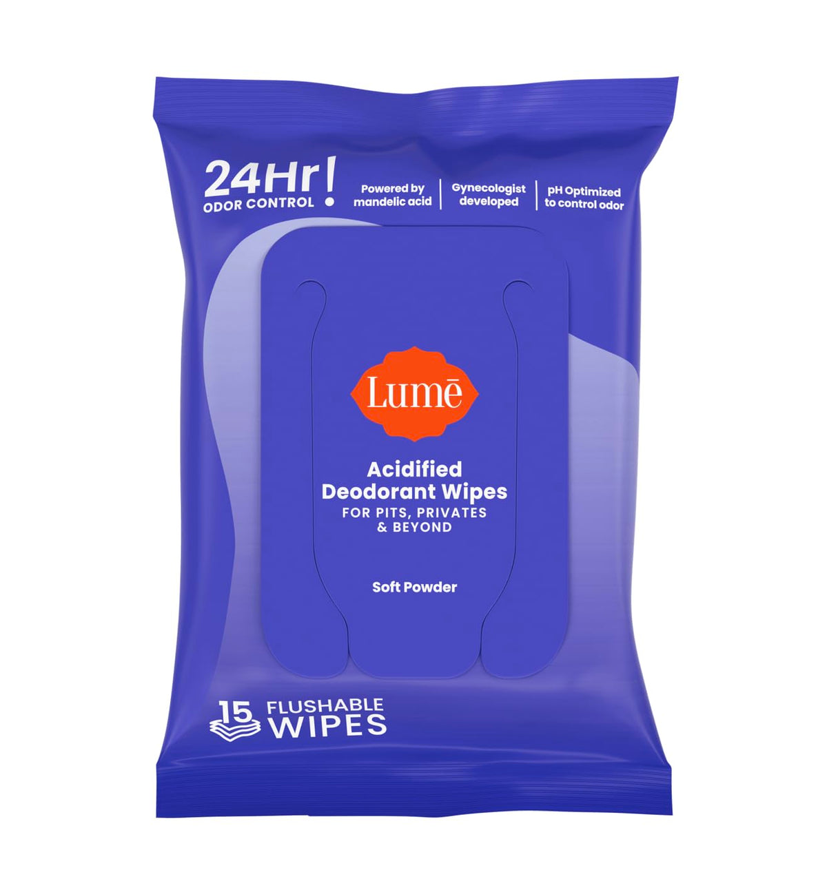 Lume Acidified Deodorant Wipes - 24 Hour Odor Control - Aluminum Free