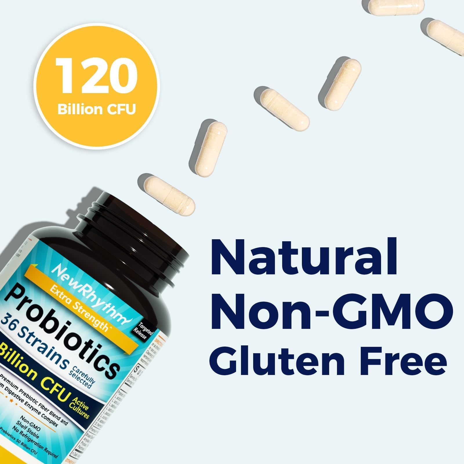 NewRhythm Probiotics 120B CFU with Prebiotics & Enzymes

