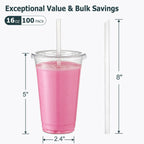 AOZITA Clear Plastic Cups with Lids and Straws

