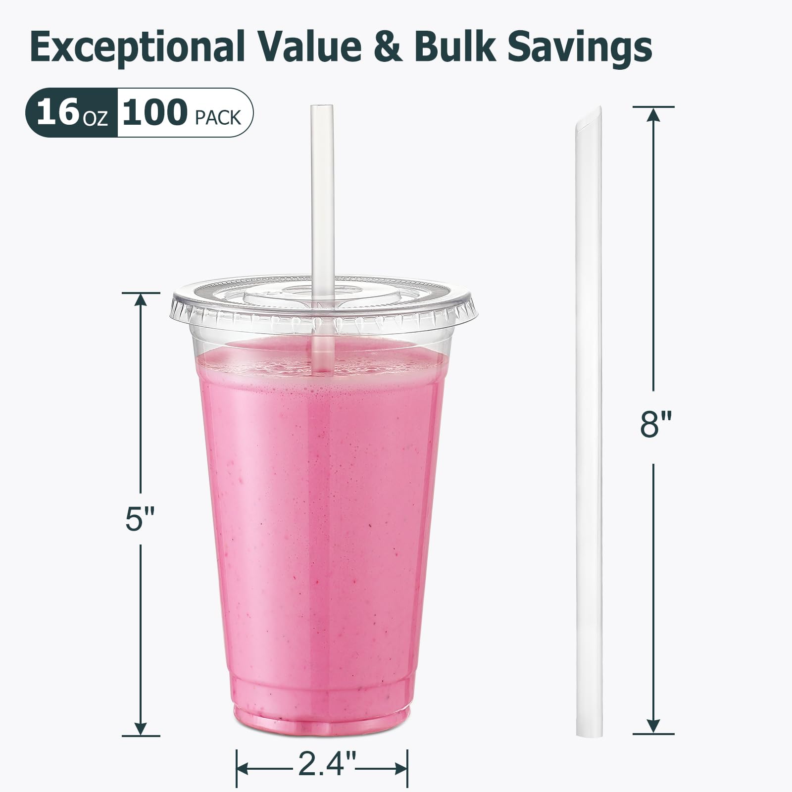 AOZITA Clear Plastic Cups with Lids and Straws

