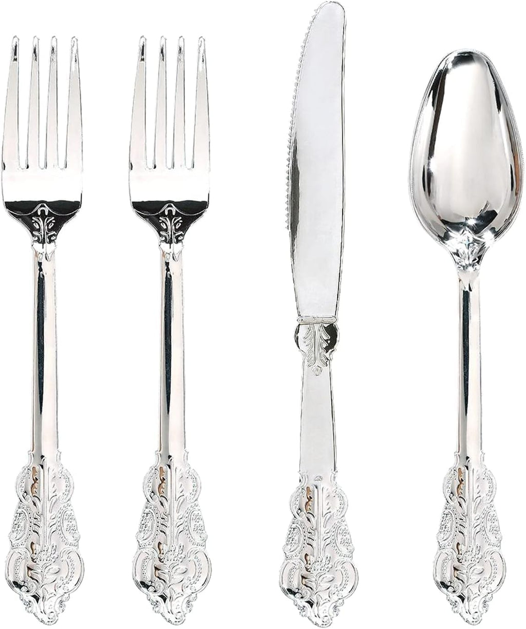 WDF Disposable Plastic Silverware Set – Heavy-Duty Cutlery for Weddings & Parties