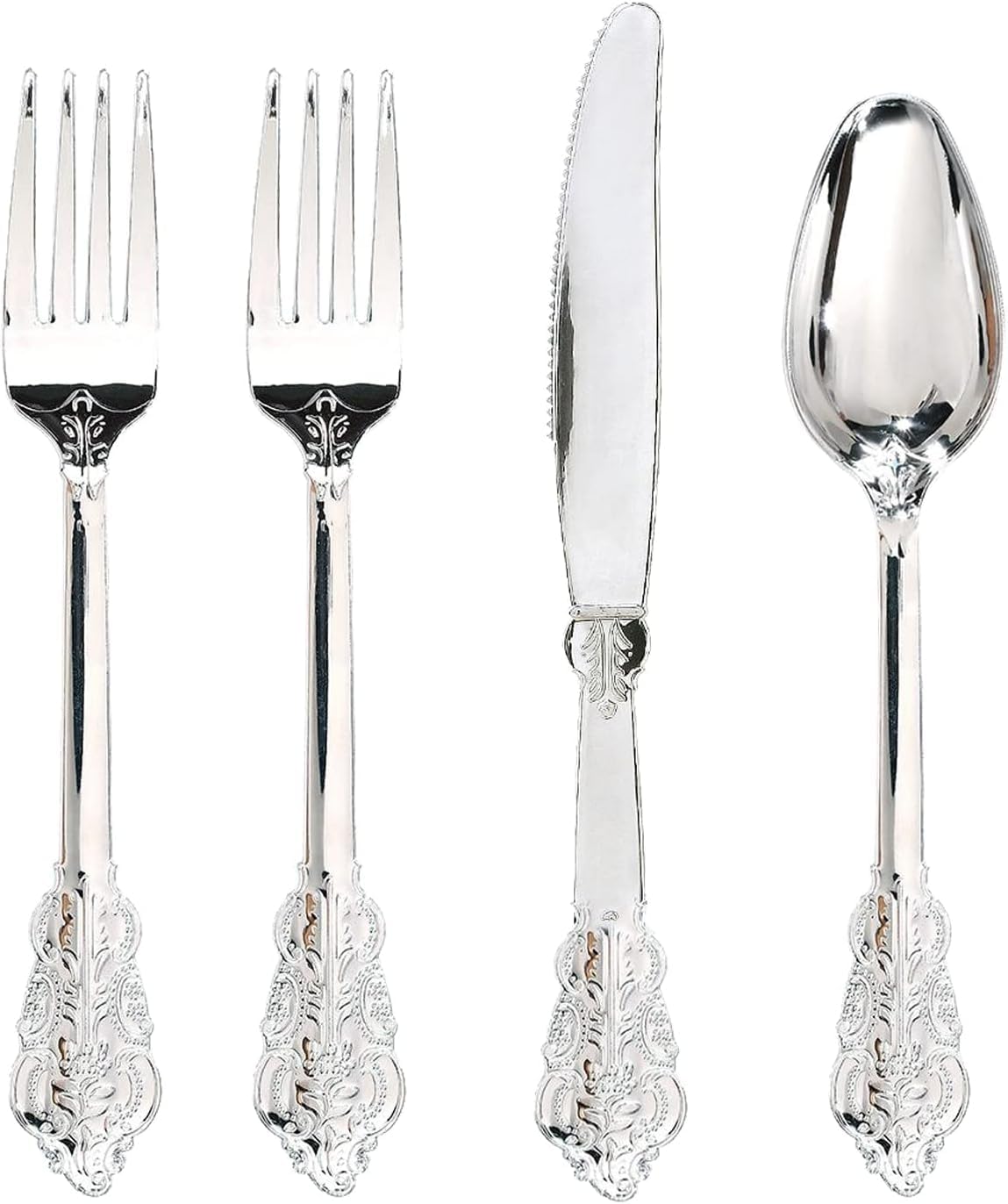 WDF Disposable Plastic Silverware Set – Heavy-Duty Cutlery for Weddings & Parties