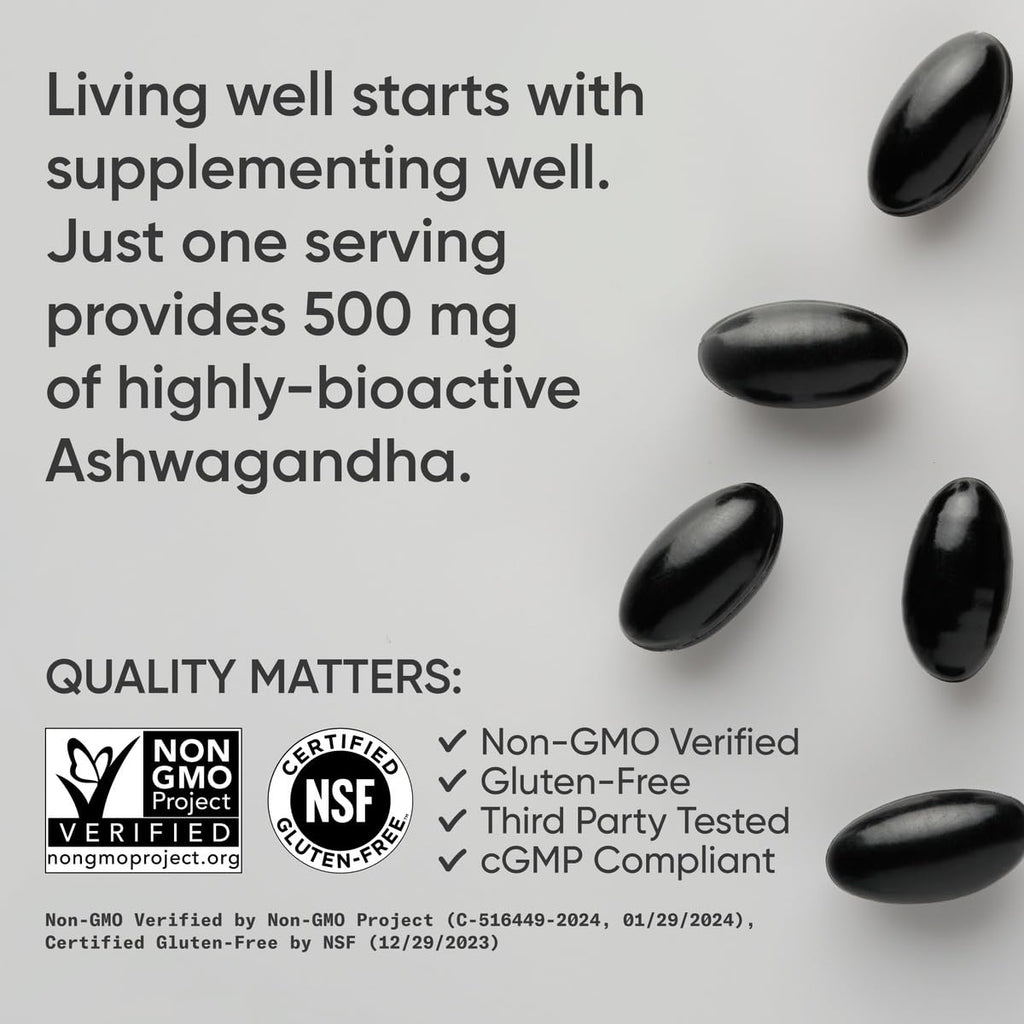 Sports Research Ashwagandha Softgels for Relaxation and Sleep

