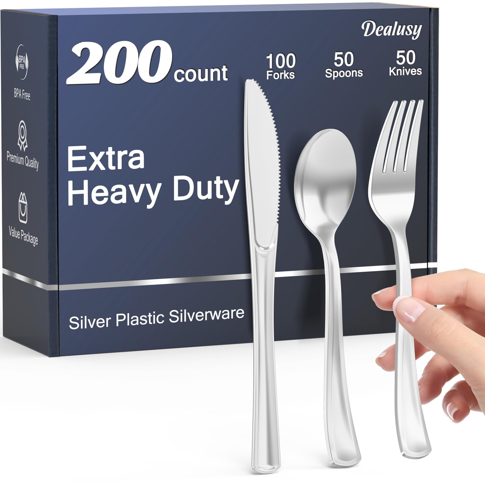 Dealusy Heavy Duty Disposable Plastic Utensils Set BPA-Free