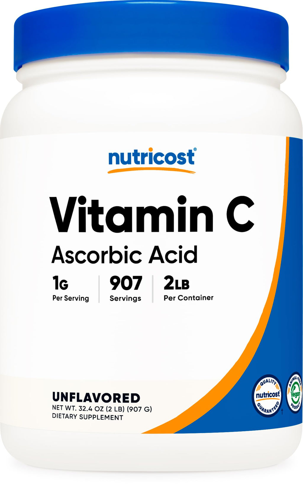 Nutricost Ascorbic Acid Powder Vitamin C Gluten Free Non-GMO

