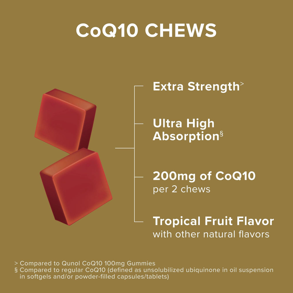 Qunol CoQ10 200mg Soft Chews Ultra Absorption | Heart Health


