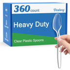 Dealusy Disposable Plastic Spoons Heavy Duty Utensils for Parties
