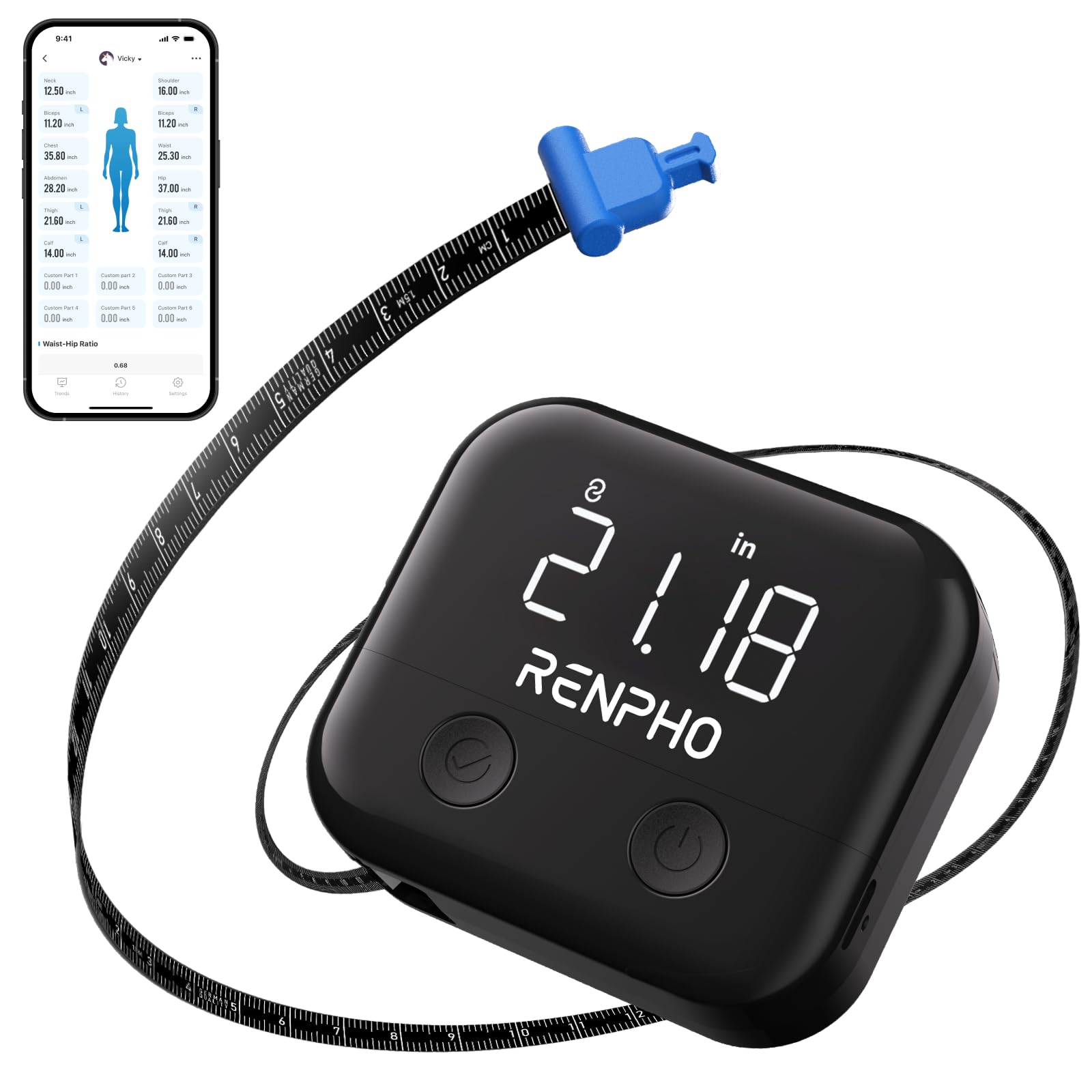 RENPHO Smart Body Measuring Tape for Fitness - Rechargeable

