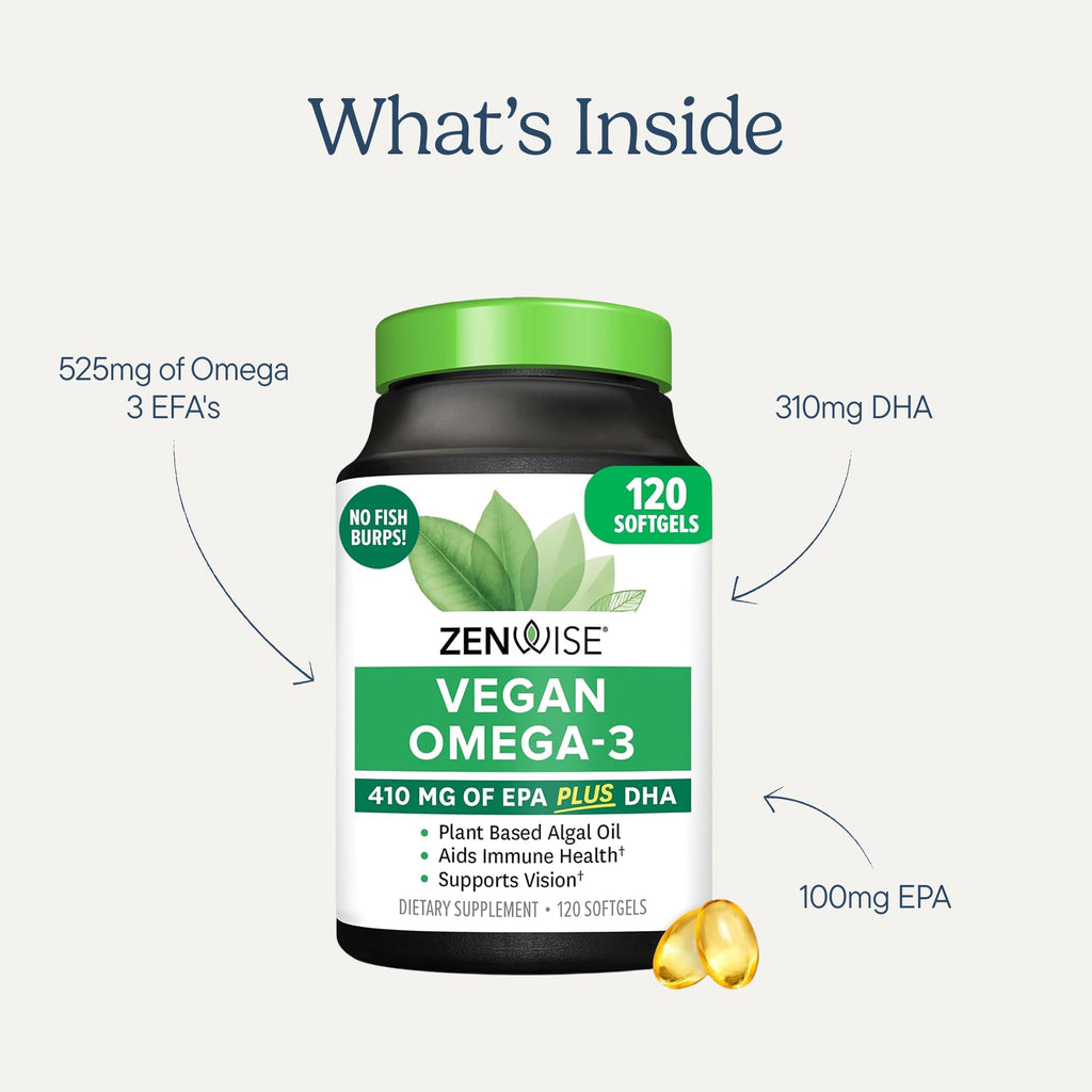 Zenwise Health Vegan Omega-3 Algae Supplement - Burpless

