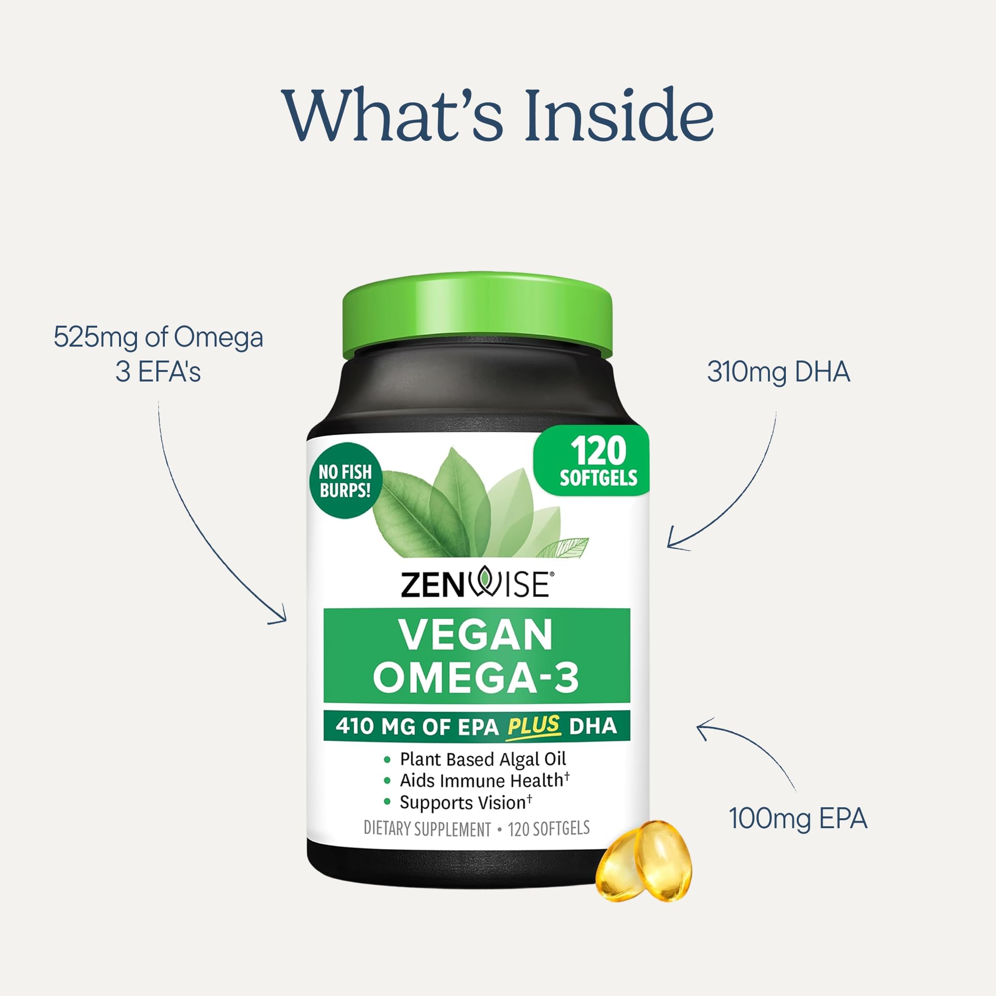 Zenwise Health Vegan Omega-3 Algae Supplement - Burpless

