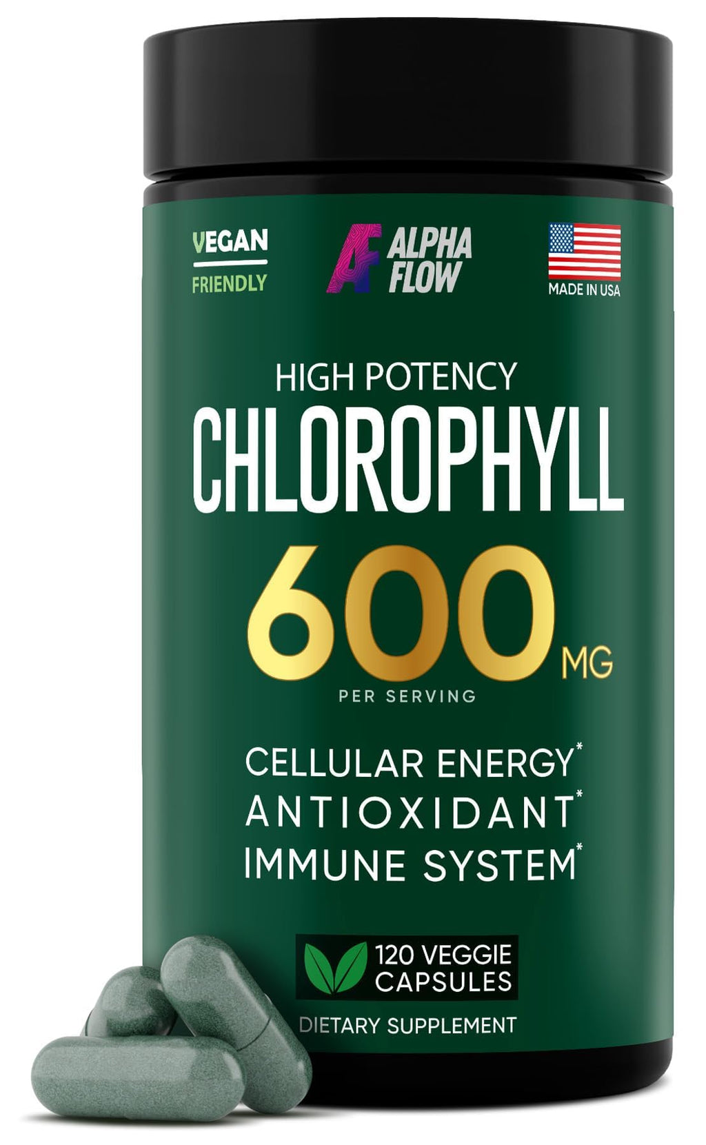 Alpha Flow Chlorophyll Capsules 600 mg Natural Energy

