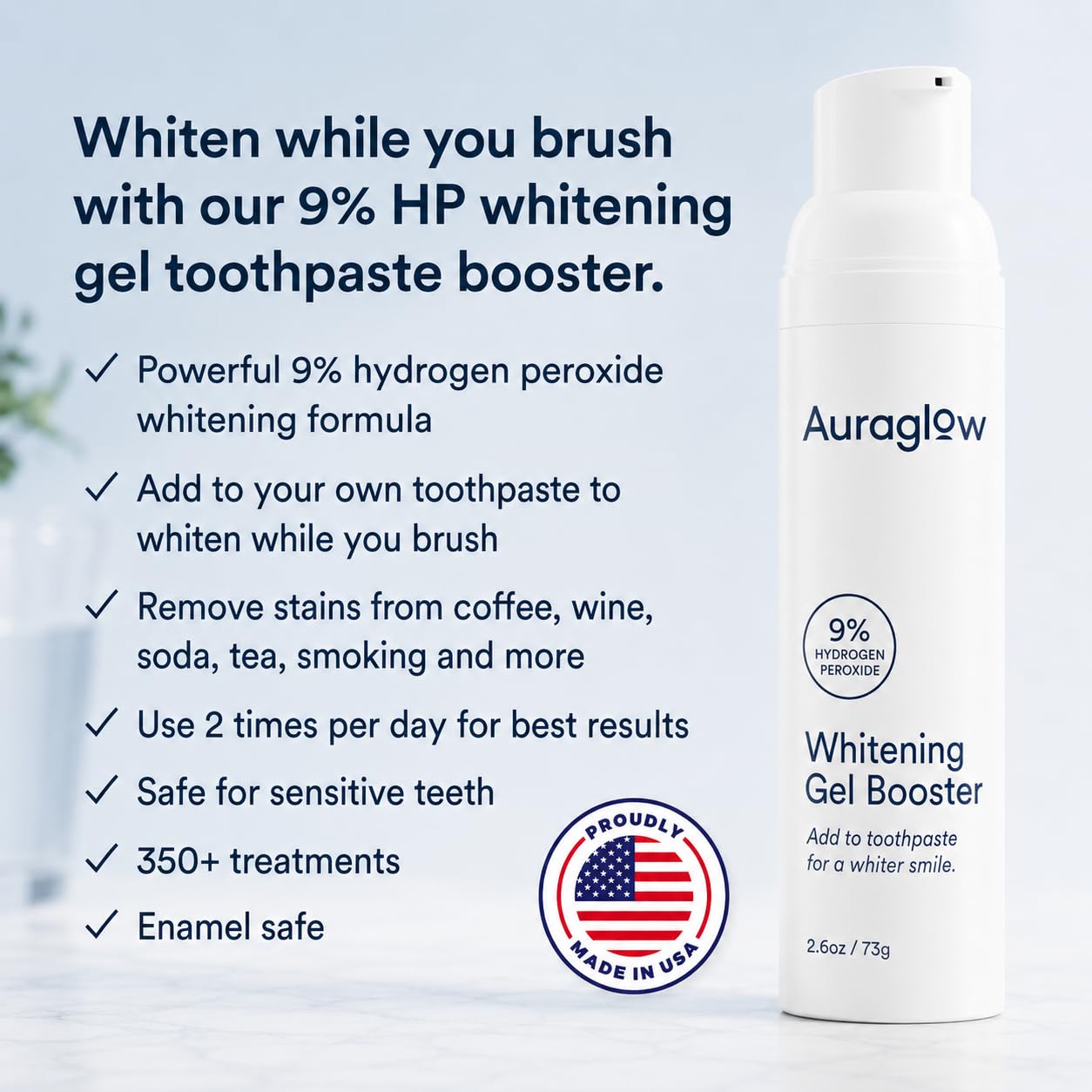 Auraglow Teeth Whitening Gel Booster for Toothpaste

