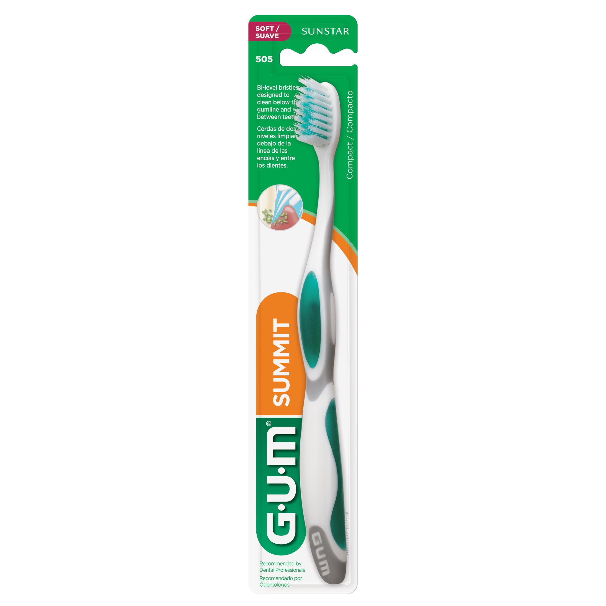 GUM Summit+ Soft Toothbrush Compact Head Bi-Level Bristles

