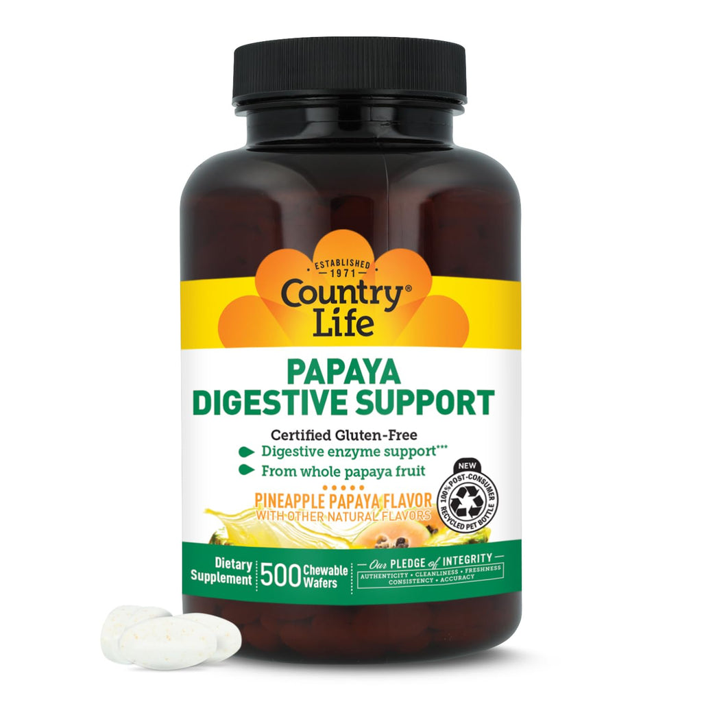 Country Life Papaya Digestive Support Chewable Wafers

