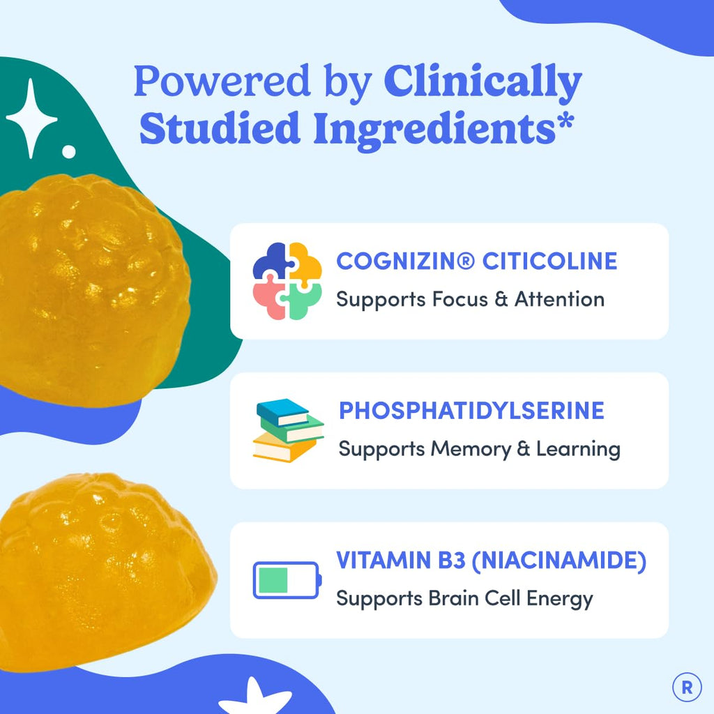 Brain Support Gummies with Cognizin Citicoline, Vitamin B3

