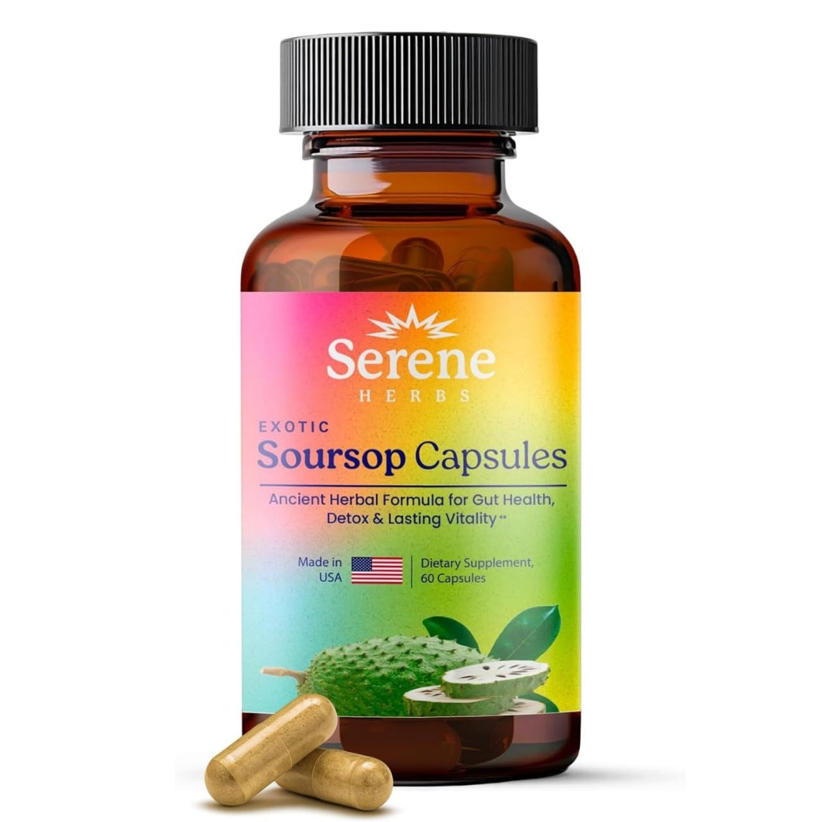 Graviola Soursop Capsules by Serene Herbs Organic Vegan