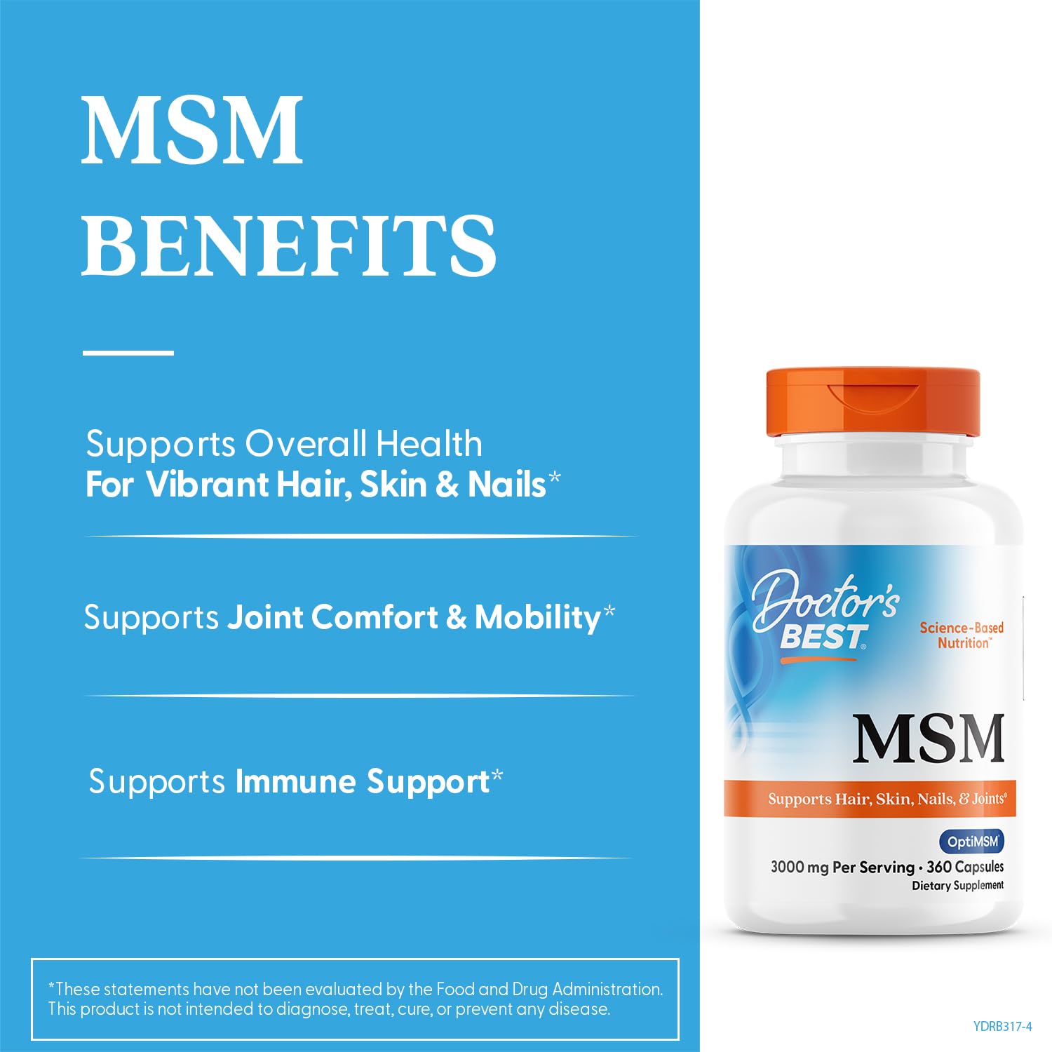 Doctor's Best MSM Supplement Capsules with OptiMSM

