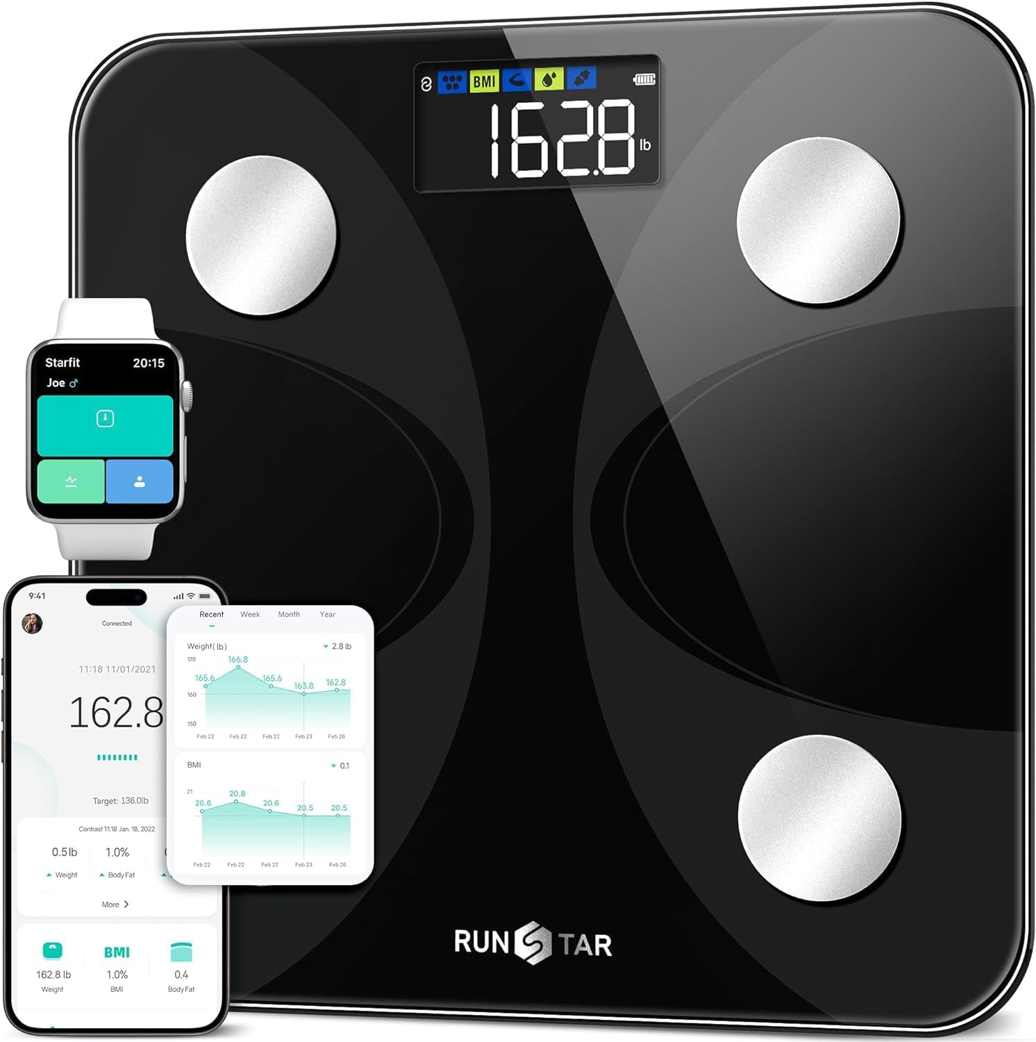 RunSTAR Digital Body Composition Scale with App Sync

