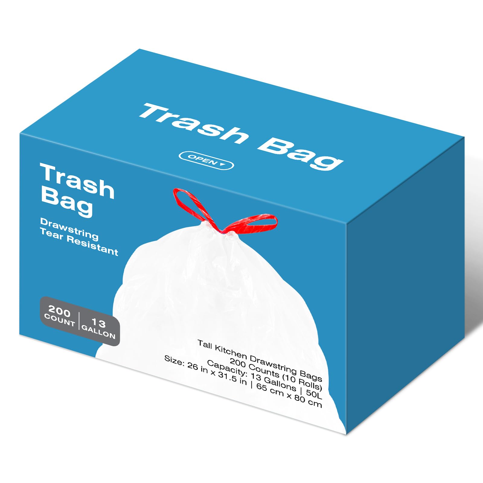 KdbK Kitchen Trash Bags – Drawstring, Unscented, Leak-Proof

