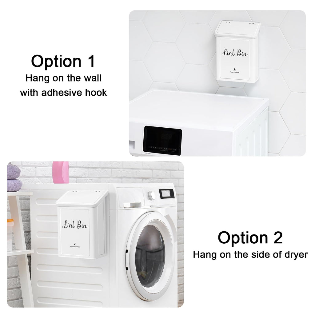 SUBEKYU Magnetic Lint Bin for Laundry Room | Wall Mount Lid

