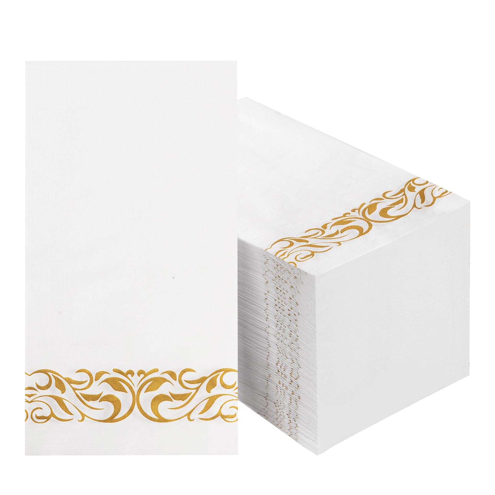 BESTVIP Disposable 3-Ply Napkins with Decorative Border
