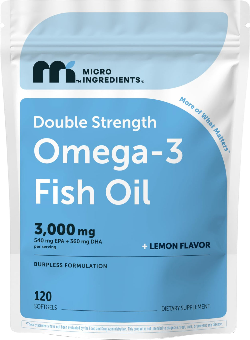 Micro Ingredients Omega-3 Fish Oil Softgels - High Potency 3,000 mg