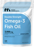 Micro Ingredients Omega-3 Fish Oil Softgels - High Potency 3,000 mg
