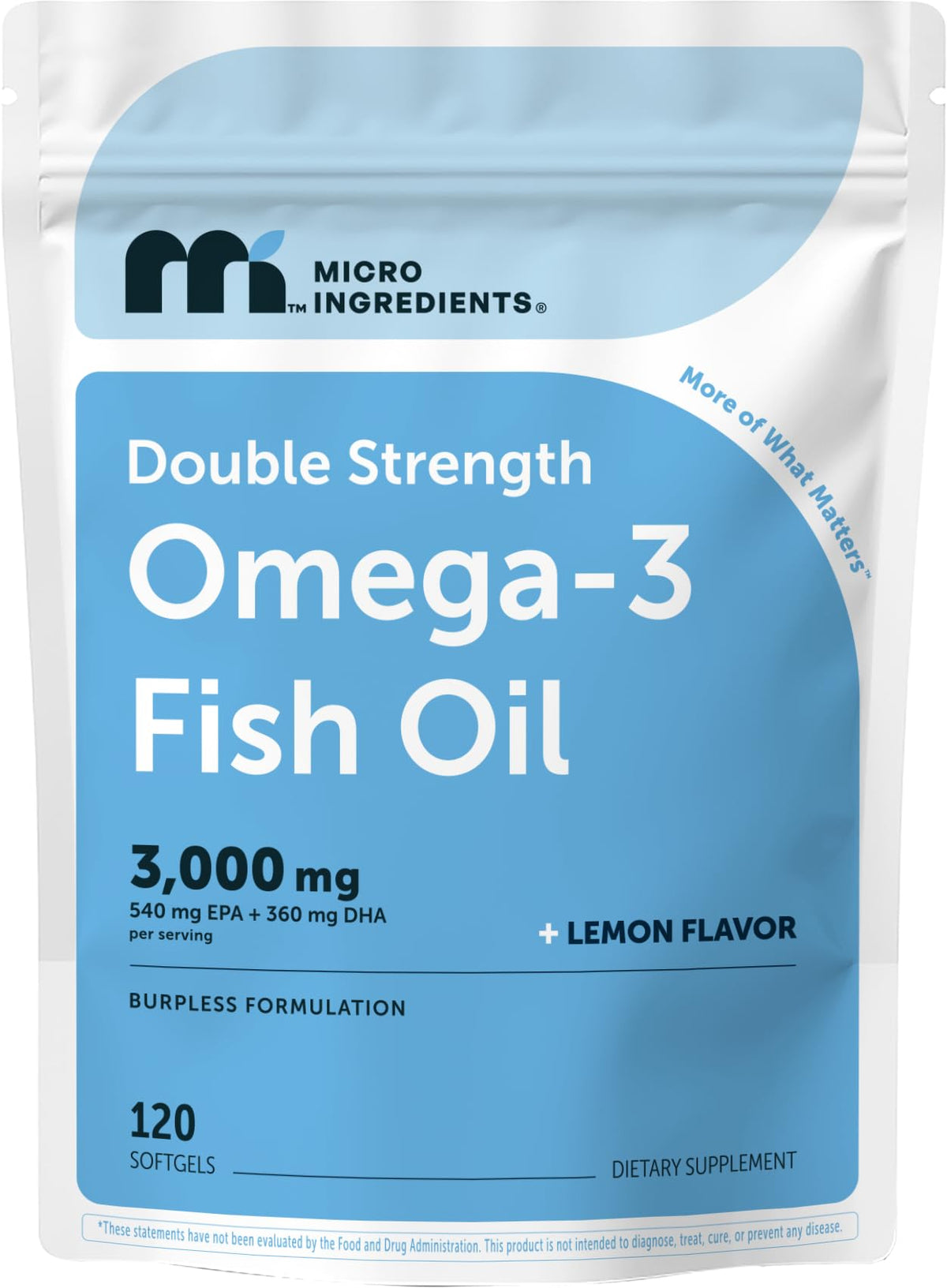 Micro Ingredients Omega-3 Fish Oil Softgels - High Potency 3,000 mg