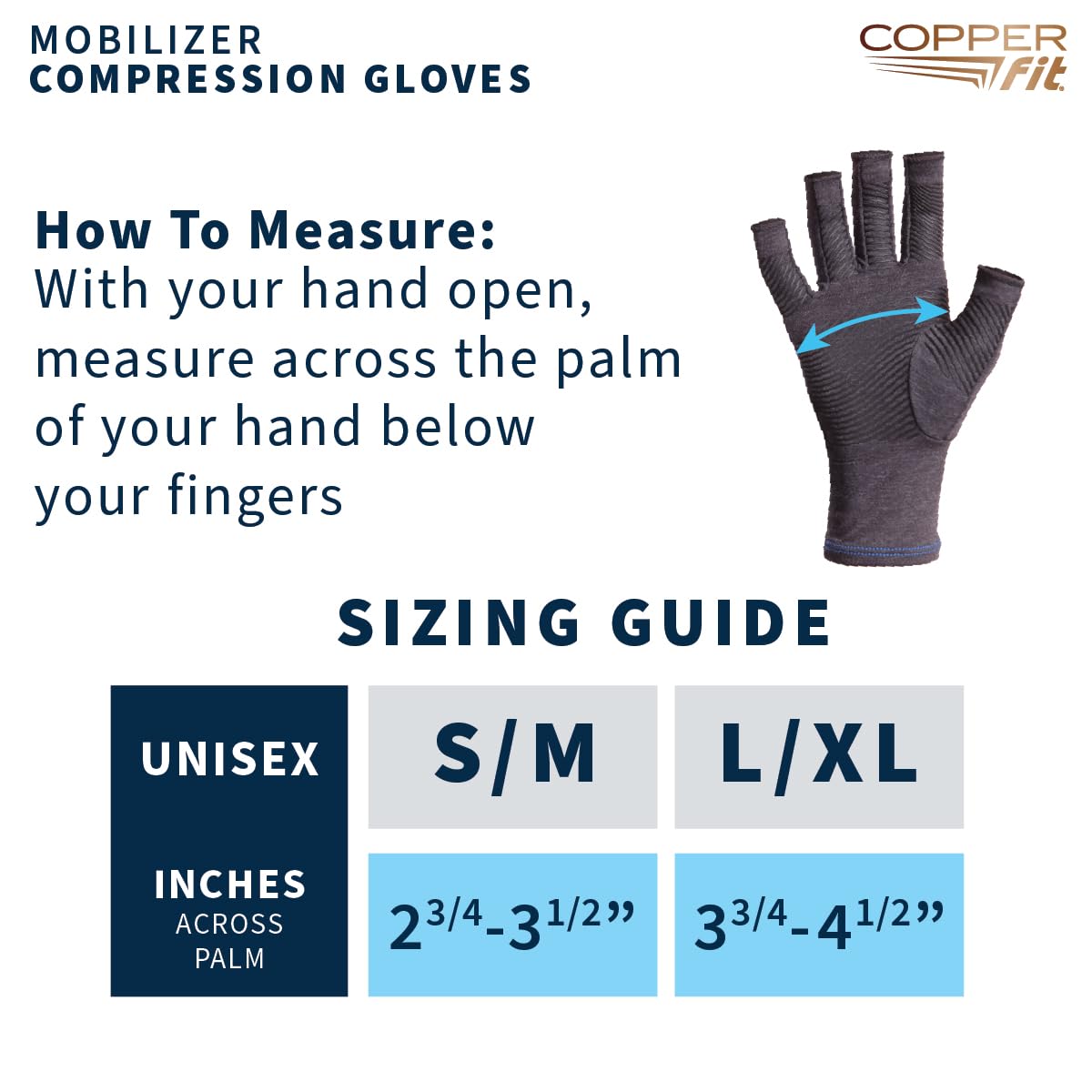 Copper Fit Mobilizer Hand Compression Gloves for Arthritis

