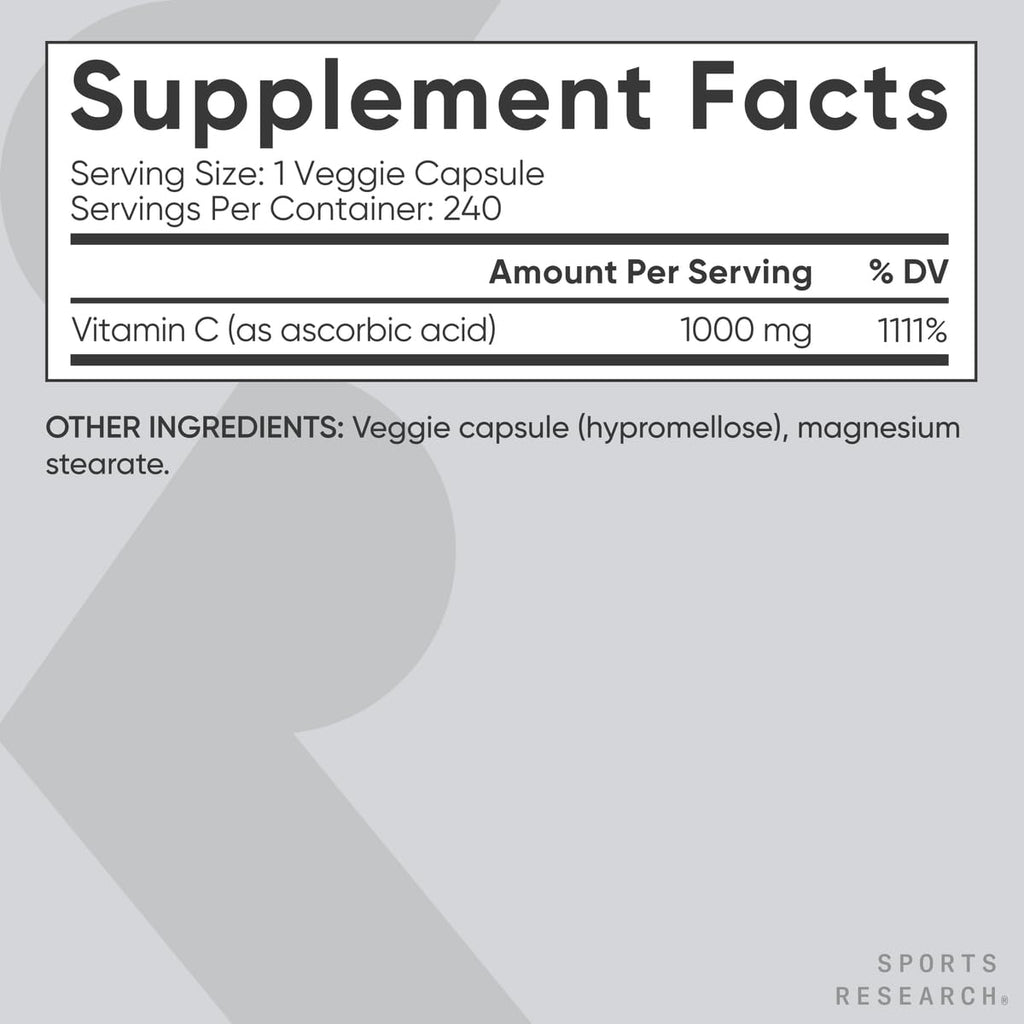 Sports Research Vitamin C 1000 mg Supplement

