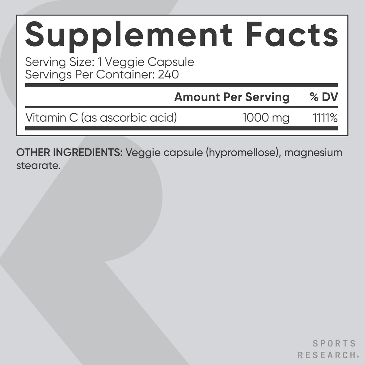 Sports Research Vitamin C 1000 mg Supplement

